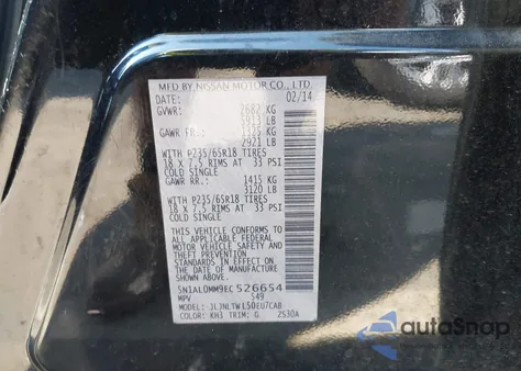 2014 Infiniti Qx60 z USA, uszkodzony, nr VIN 5N1AL0MM9EC526654